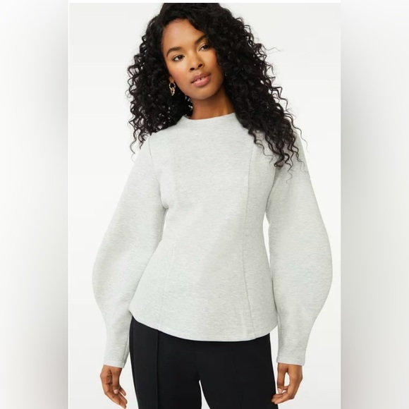 NWT Scoop Light Gray Sculpted Scuba Top Size 8/10 - Picture 1 of 6